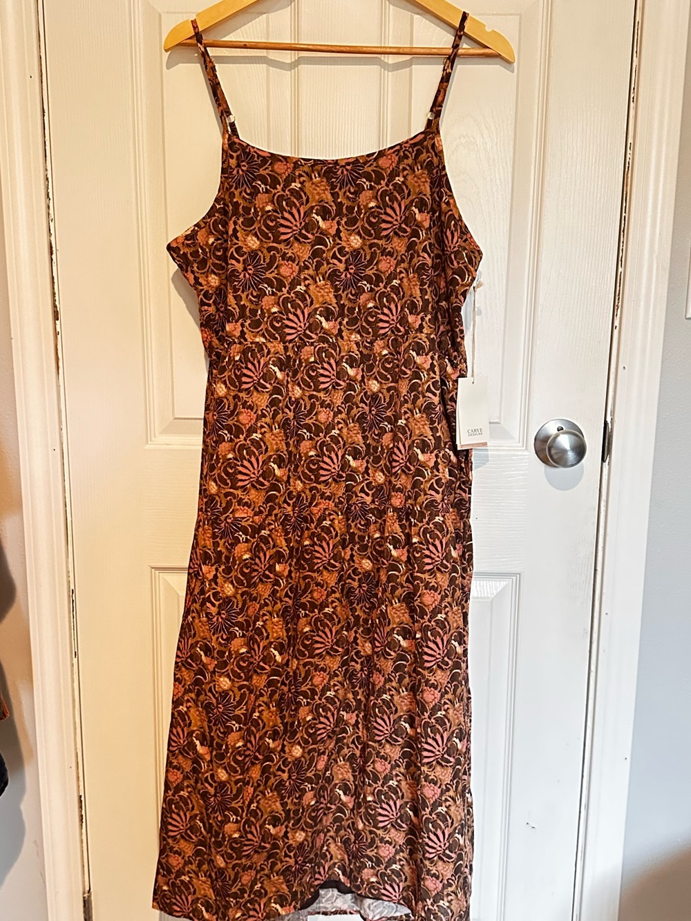 Carve Designs Brown and Pink Floral Midi Dress